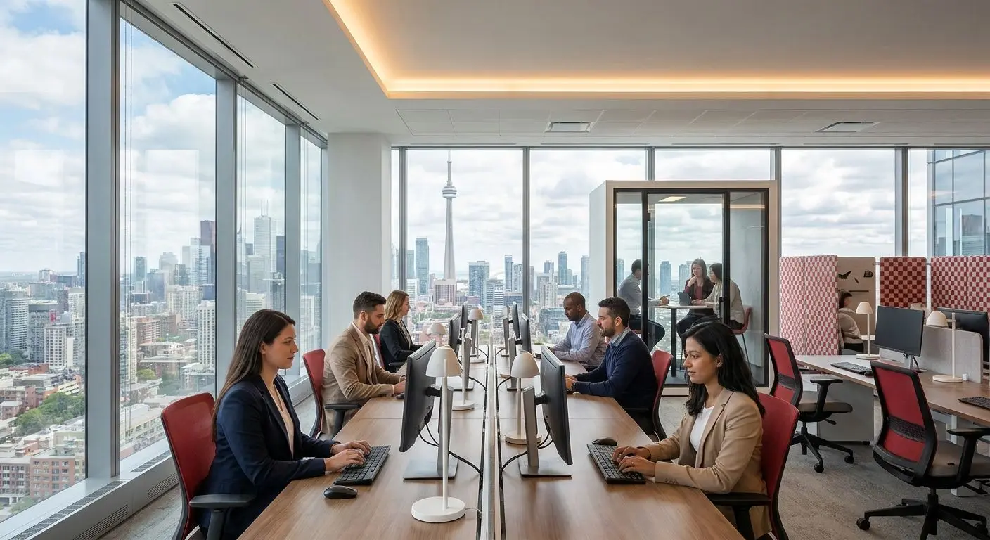 Modern Canadian office workspace representing PlayOJO head office