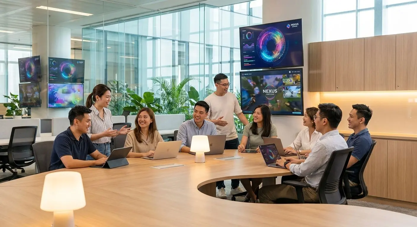 Modern brand team atmosphere in a friendly corporate office