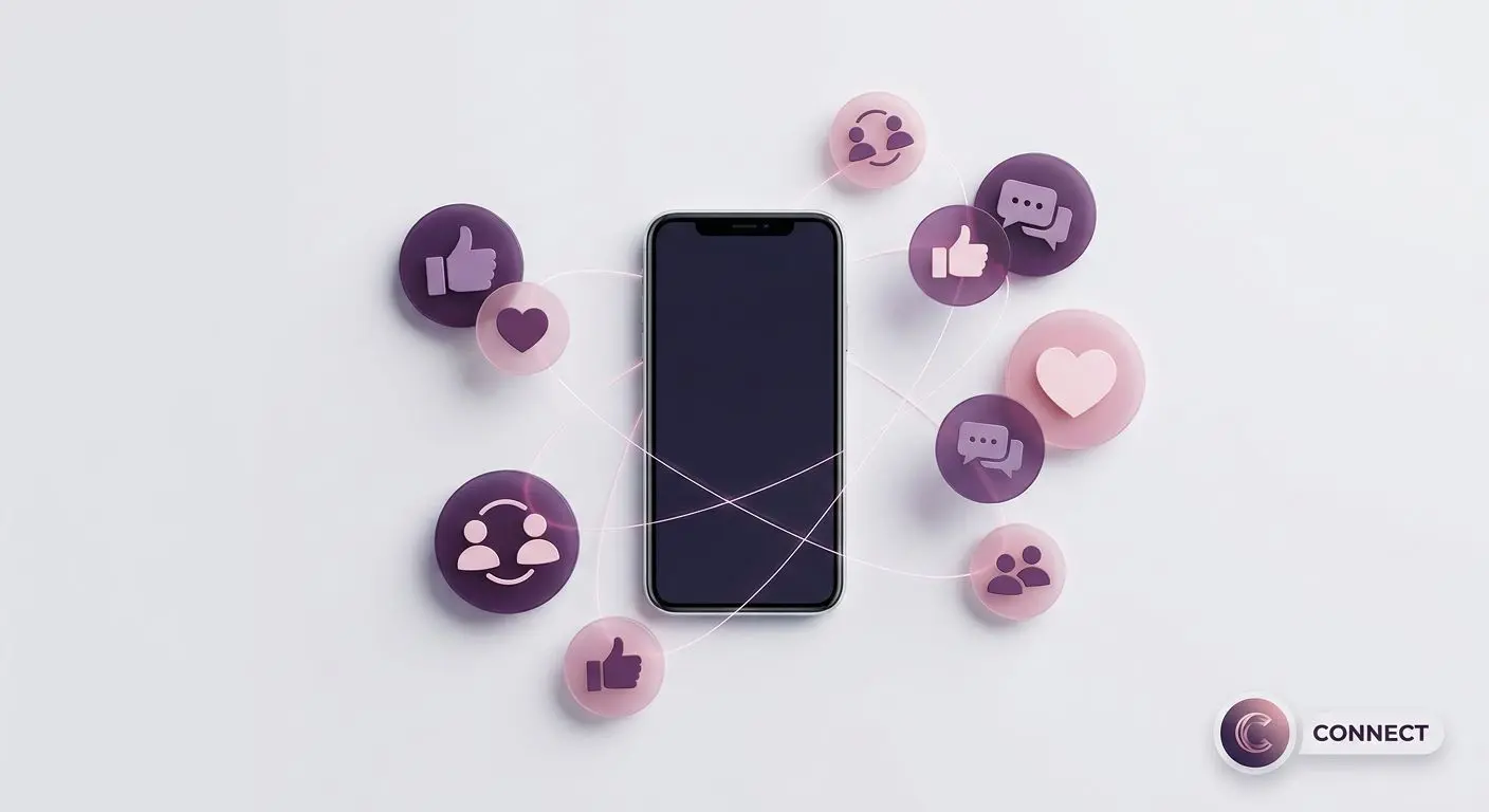 Smartphone with social media icons for PlayOJO community updates