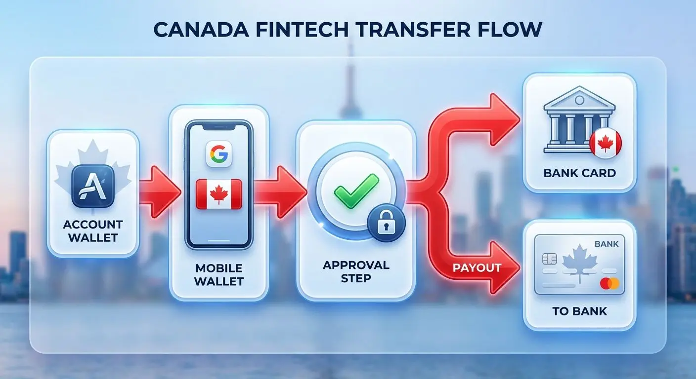 Flowchart of account to Apple Pay to bank payout process