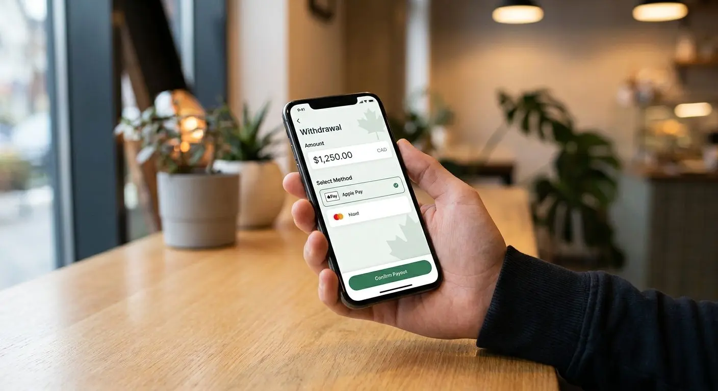 Mobile withdrawal screen with Apple Pay selected