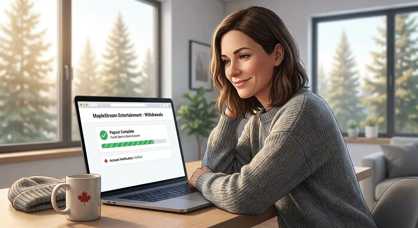 PlayOJO-style withdrawal experience User checking withdrawal section on entertainment platform with Canadian context