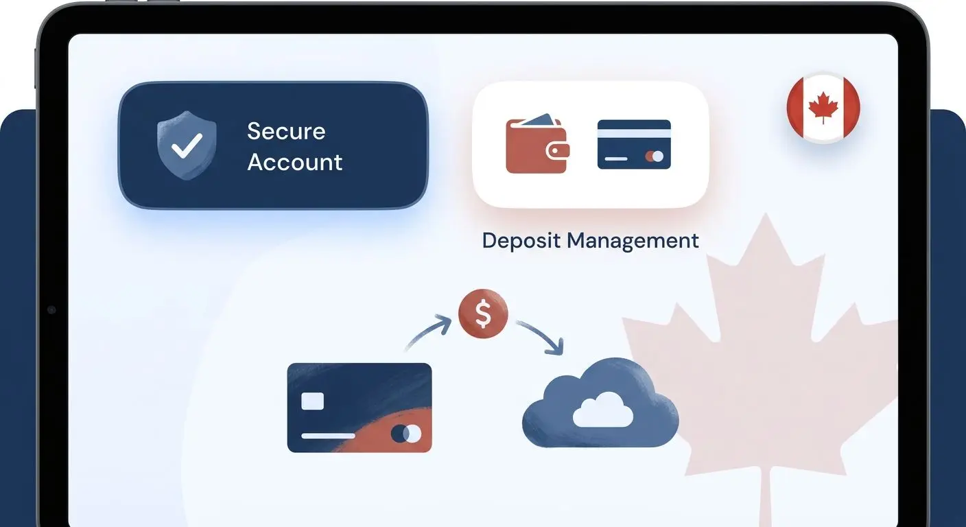 Secure account and deposit management visual for Canadian players