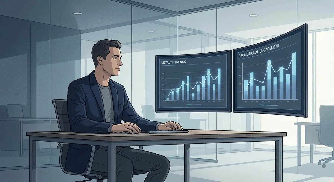 Author Illustration for Tim Mirroman Section Illustrated analyst reviewing PlayOJO bonus and loyalty information