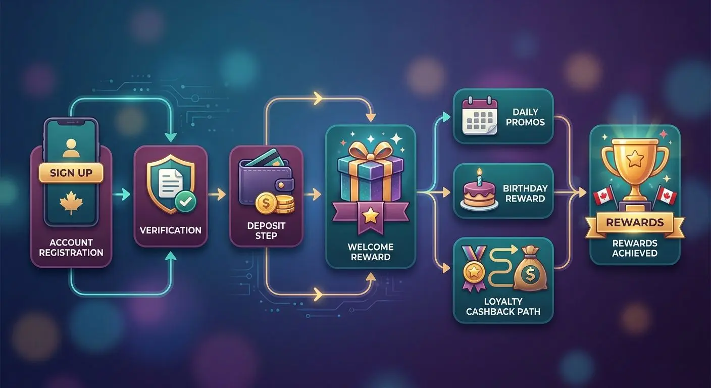 Diagram showing how PlayOJO bonuses work for Canadian players