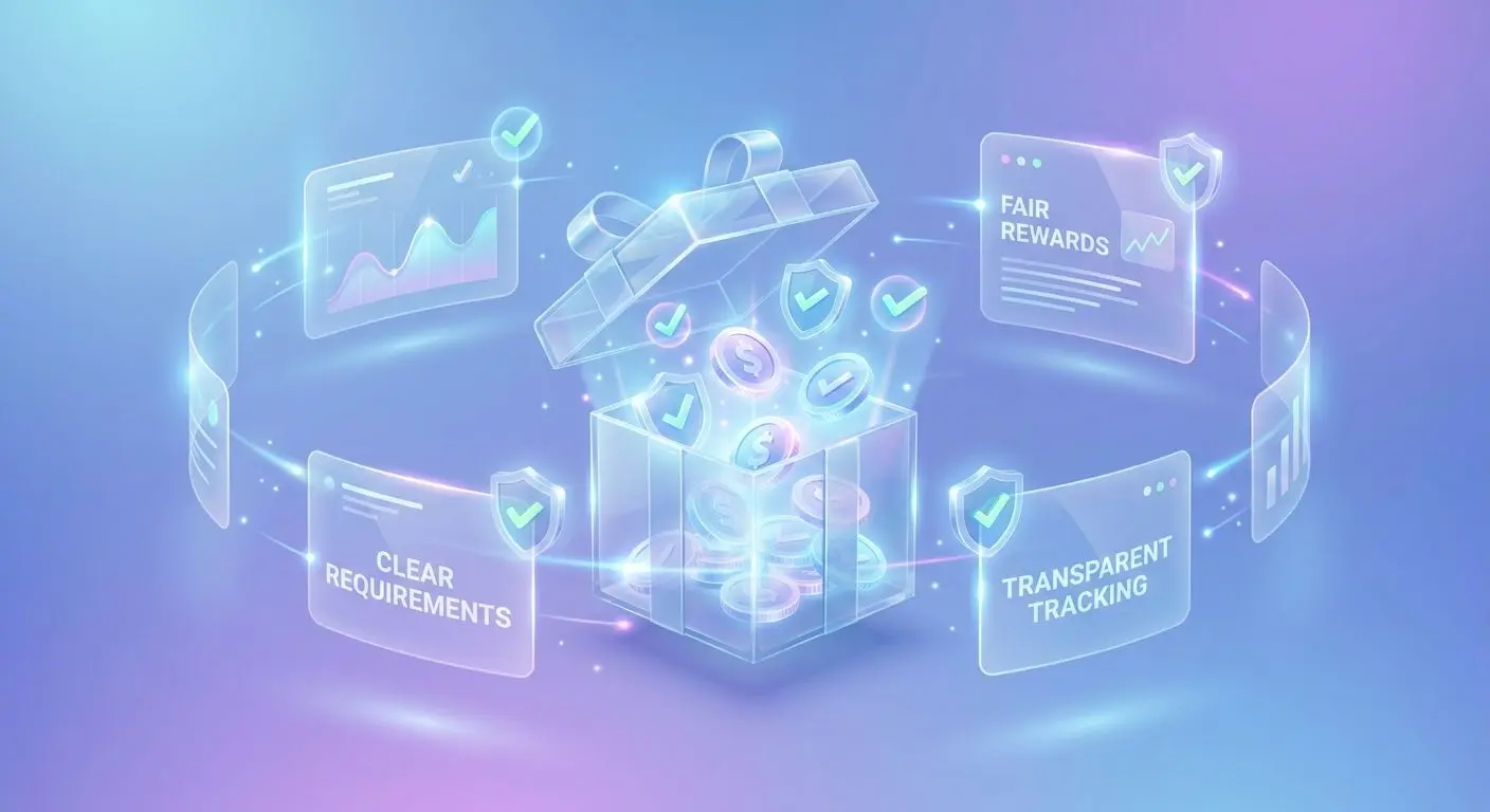 PlayOJO No Wagering Bonus Concept Transparent reward concept with fair no wagering style visuals