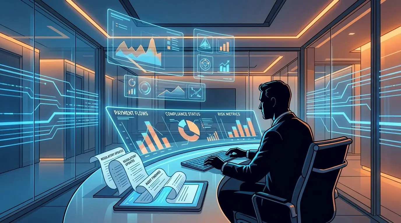 Fictional industry analyst reviewing payment data