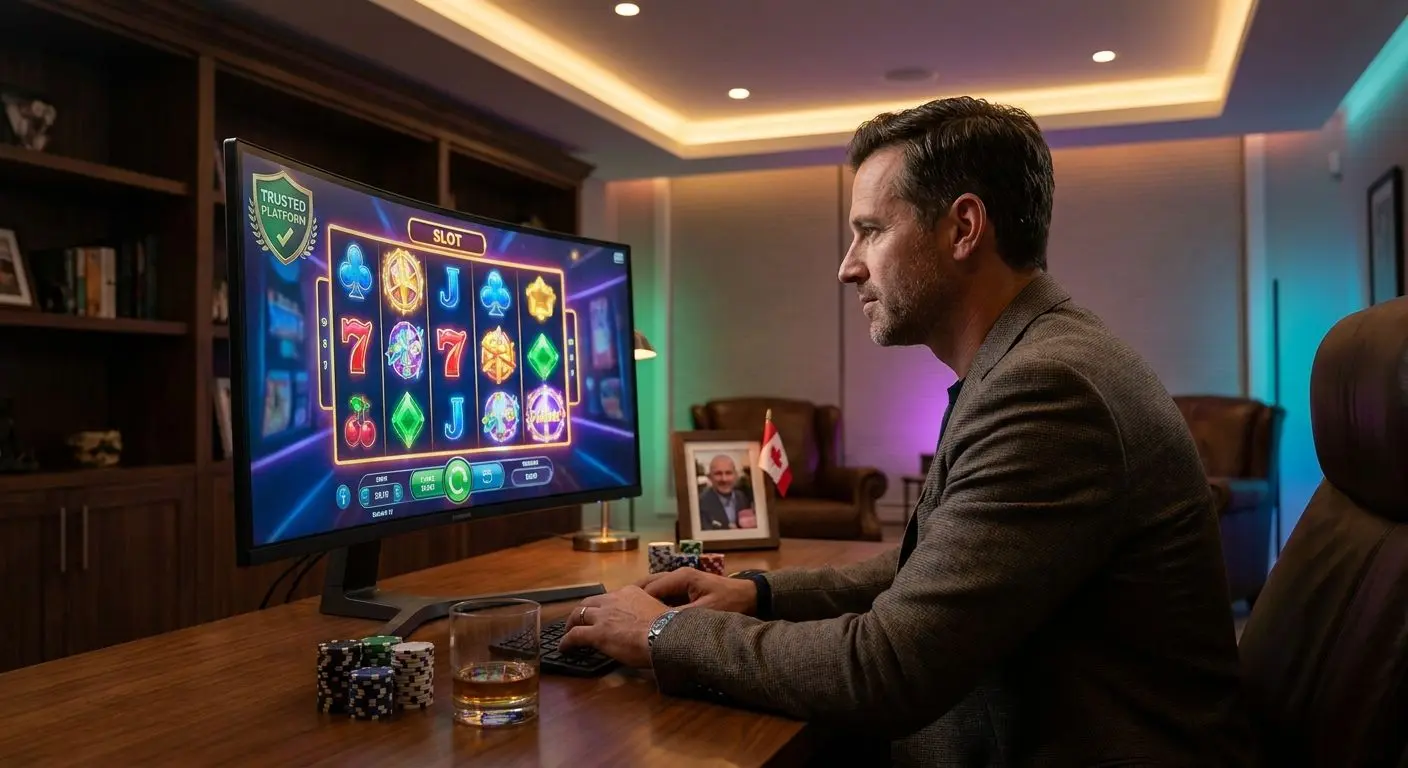 Canadian player using a trusted online gaming platform with premium atmosphere