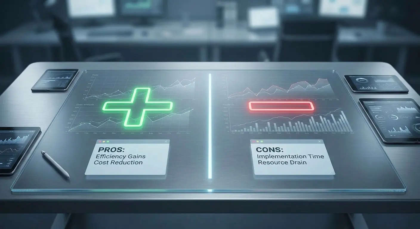 Balanced pros and cons comparison visual for an online gaming review