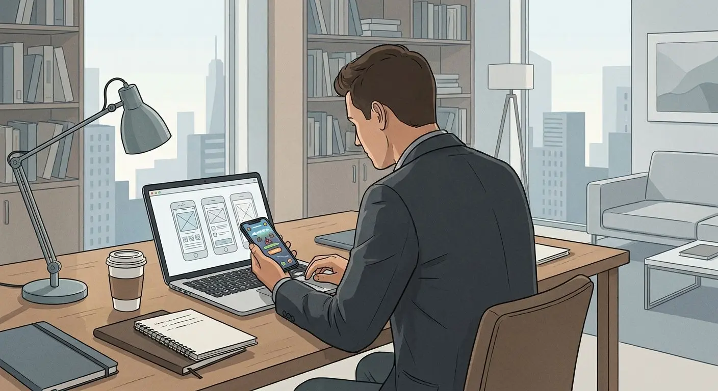 Fictional iGaming expert reviewing mobile app interfaces
