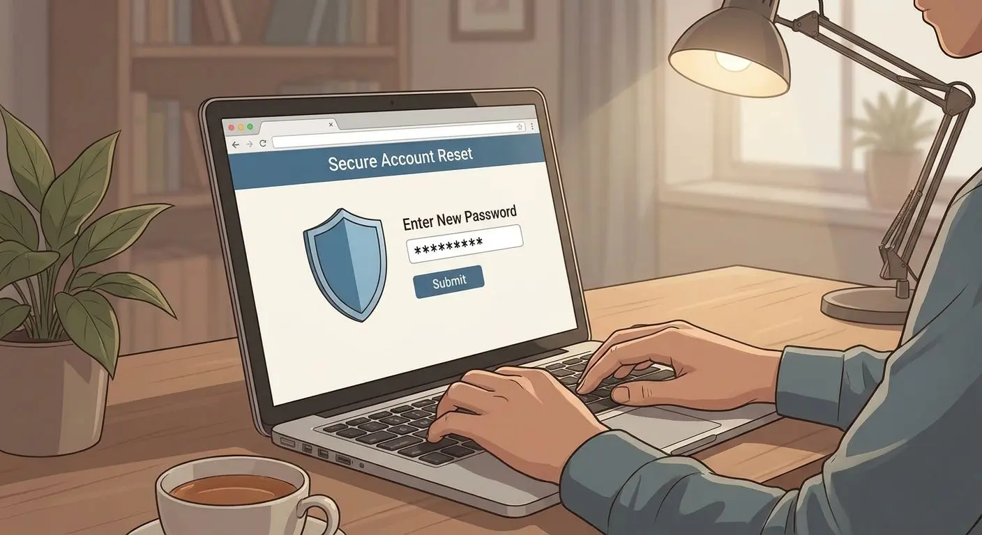 Secure password recovery process User creating a new password in a secure recovery form