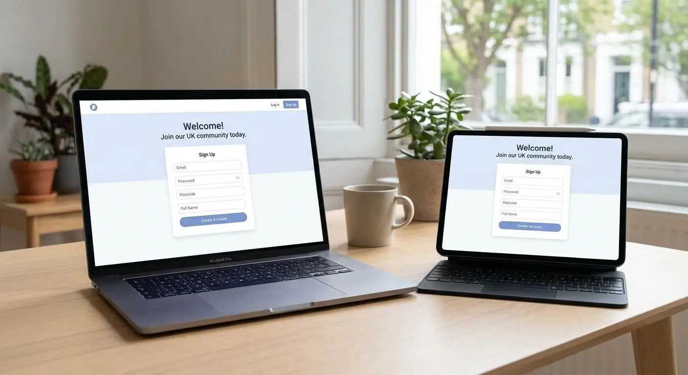 Account registration screen for new users