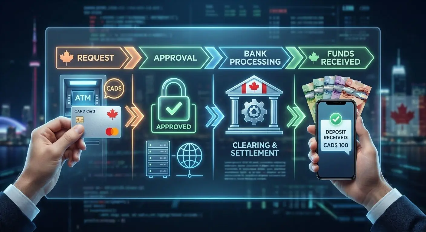 Timeline of Mastercard withdrawal processing and payout time in Canada