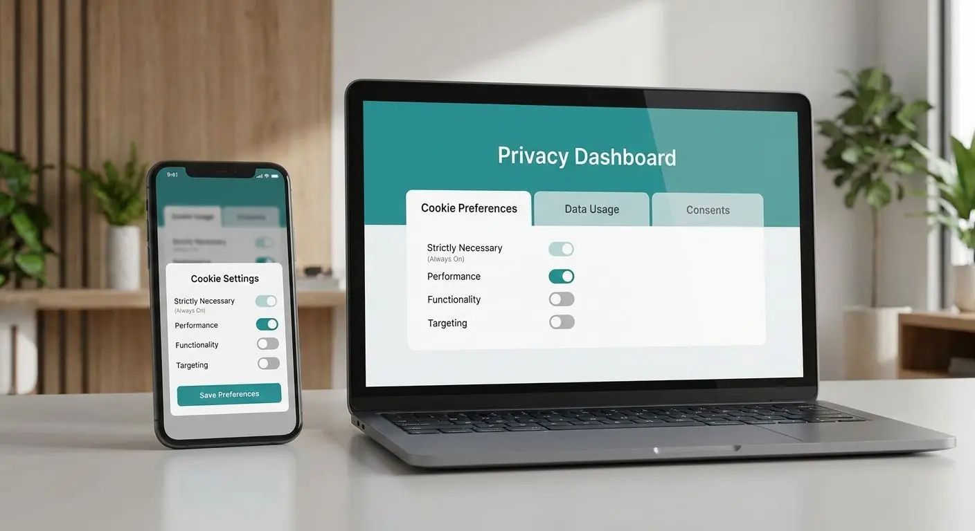 Cookie settings dashboard with privacy controls