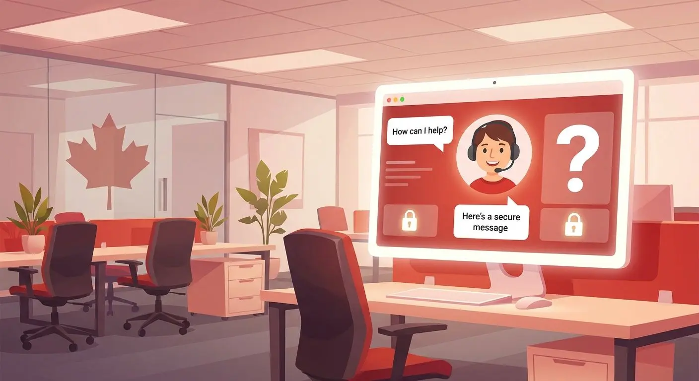 Privacy support contact illustration with chat and help icons