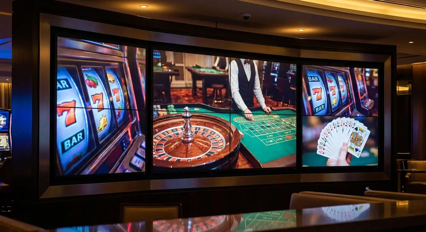 Slots, table games and live play collage