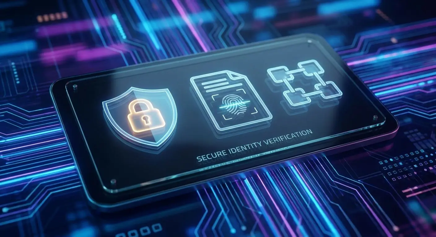 Security and identity verification illustration with shield and documents